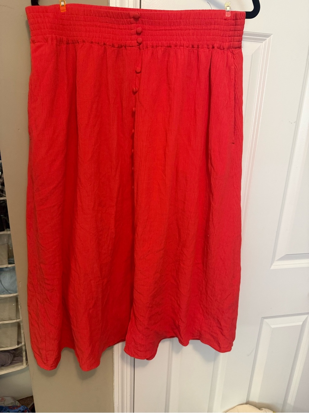 Madewell Red Crepe Button-Front Women’s Skirt
